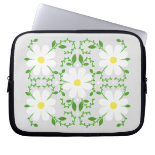 Daisy floral pattern  throw pillow laptop sleeve