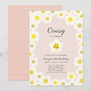Daisy Floral Pink Birthday Invitation
