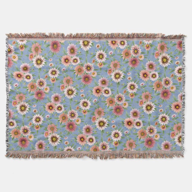 Daisy Floral Print Throw Blanket (Front)