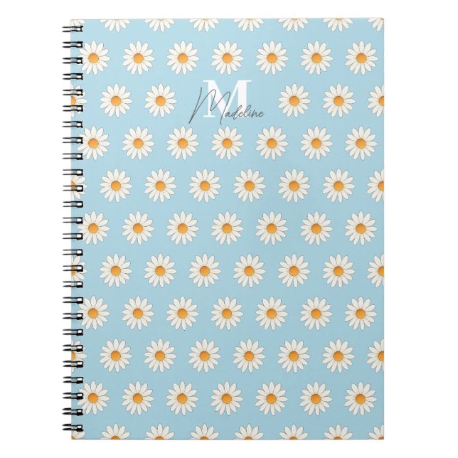 Daisy Floral Spiral Notebook – Personalised Name (Front)