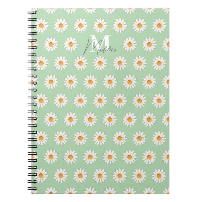 Daisy Floral Spiral Notebook – Personalised Name (Front)