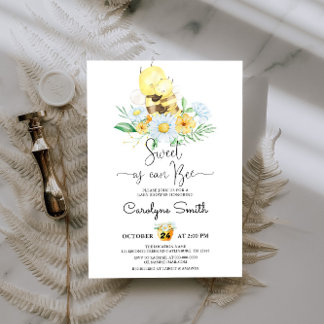 Daisy Floral Sweet as Can Bee Baby Shower Invitation