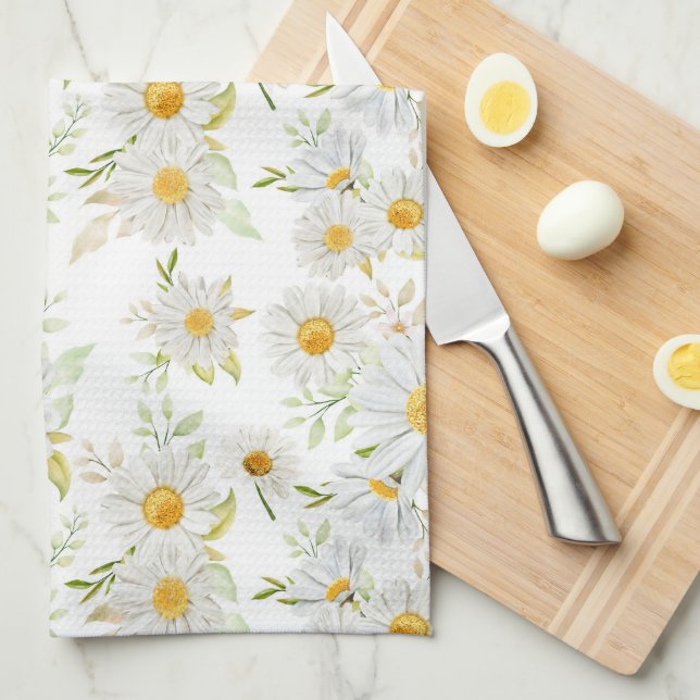 Daisy Floral Tea Towel (Quarter Fold)