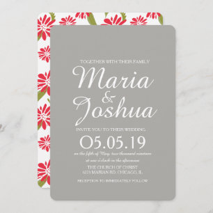 Daisy Floral Tropical Leaves Wedding Invitation