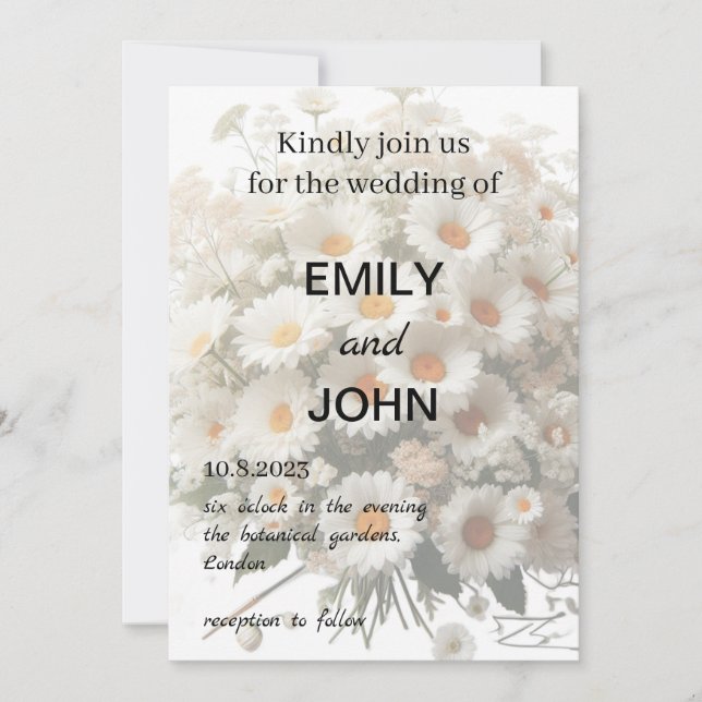 Daisy Floral Wedding Invitation (Front)