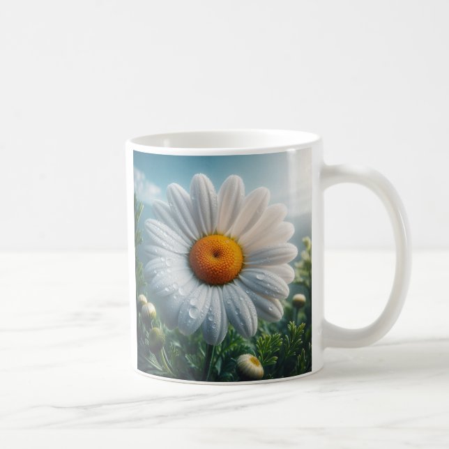 Daisy Floral White  Coffee Mug (Right)