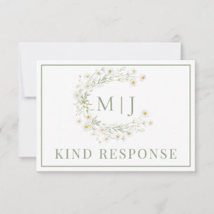 Daisy Floral Wreath Formal Wedding RSVP Card