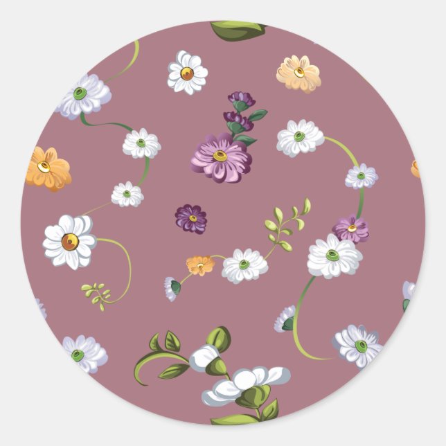 Daisy flower 3 classic round sticker (Front)
