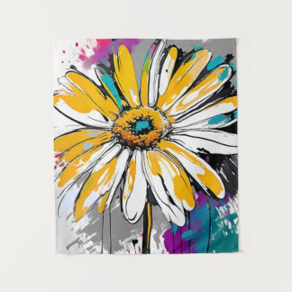 Daisy Flower Abstract Art Floral Colourful Bright Tapestry