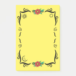 Daisy Flower and Moon Vine Frame Post-it Notes