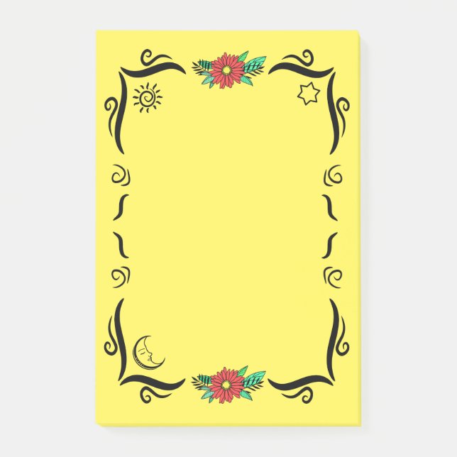 Daisy Flower and Moon Vine Frame Post-it Notes (Front)