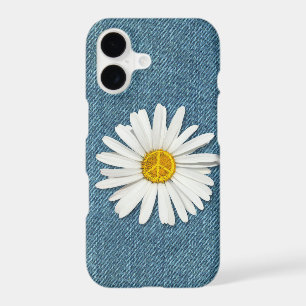 Daisy Flower Anti-War Peace Symbol Sign - Denim
