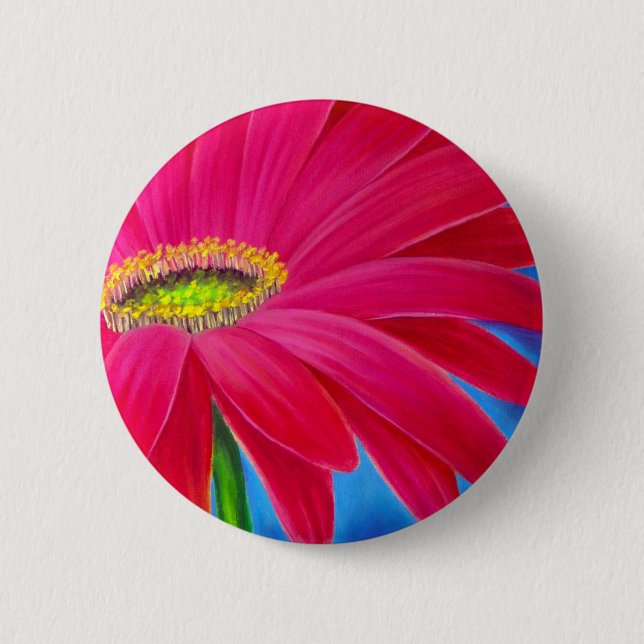DAISY FLOWER ART - MULTI 6 CM ROUND BADGE (Front)
