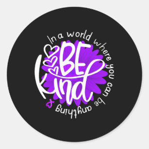 Daisy Flower Be Kind Purple Overdose Awareness Kin Classic Round Sticker