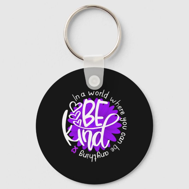 Daisy Flower Be Kind Purple Overdose Awareness Kin Key Ring (Front)