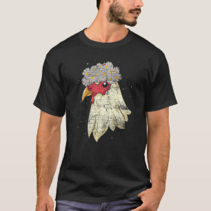 Daisy Flower Blossom Farm Animal  Floral Chicken T-Shirt