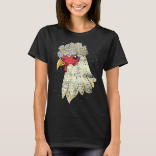 Daisy Flower Blossom Farm Animal   Floral Chicken T-Shirt