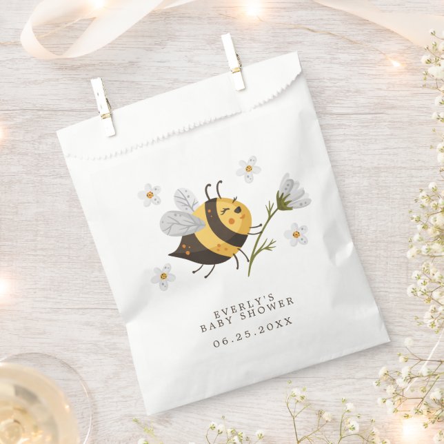 Daisy Flower Bumblebee Bee Baby Shower Favour Bags (Clipped)