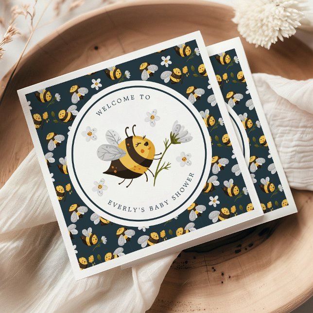 Daisy Flower Bumblebee Bee Baby Shower Napkin (Creator Uploaded)