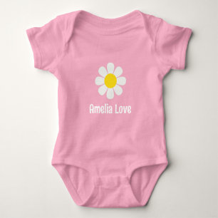 Daisy flower Custom Name Personalised Baby Girl Bodysuit