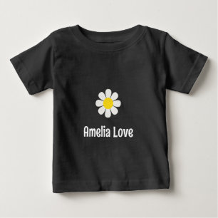 Daisy flower Custom Name Personalised Baby Girl T-Shirt