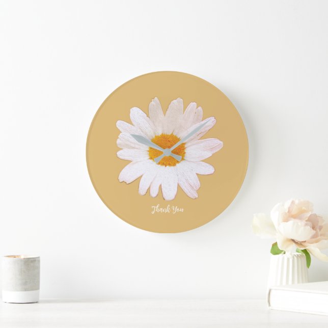 Daisy Flower Dream – Summer Botanical Thank You Large Clock (Home)