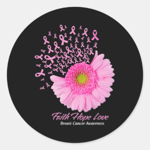 Daisy Flower Faith Hope Love Breast Cancer Awarene Classic Round Sticker