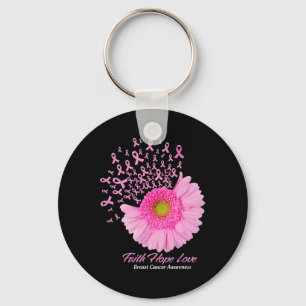Daisy Flower Faith Hope Love Breast Cancer Awarene Key Ring
