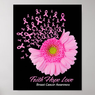 Daisy Flower Faith Hope Love Breast Cancer Awarene Poster