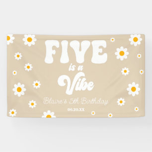 Daisy Flower Five Is A Vibe 5th Birthday Party Banner
