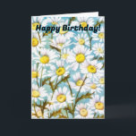Daisy Flower Floral Birthday Card<br><div class="desc">This charming card features my original artwork, consisting of lots and lots of daisy flowers in a watercolor style art with an aqua blue background, filling up the card front. The front of the card states, "Happy Birthday" and the inside of the card states "Here's hoping your special day is...</div>