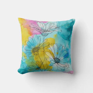 Daisy Flower Floral Throw Pillow Gift