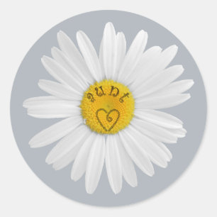 Daisy Flower For Aunt Art Customise Background Classic Round Sticker