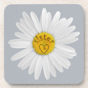Daisy Flower For Sister Art Customise Background Coaster