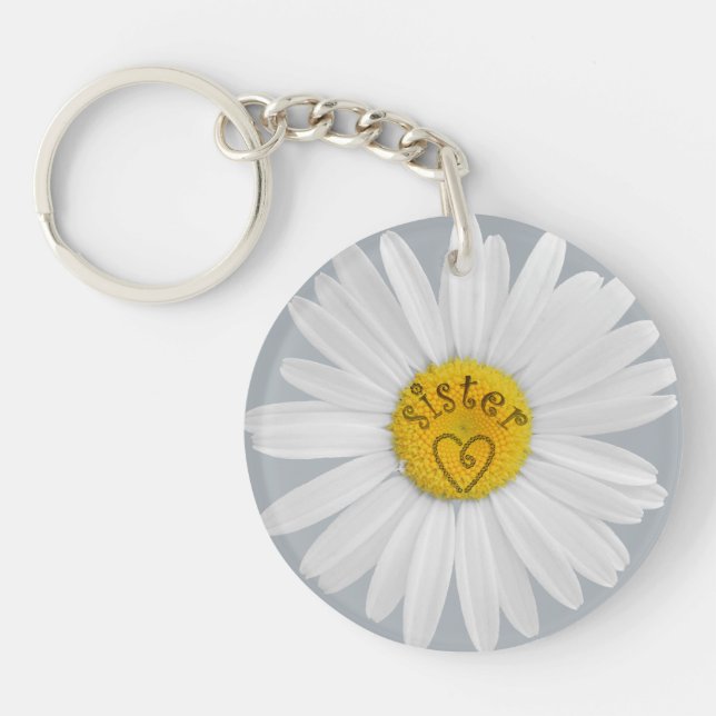 Daisy Flower For Sister Art Customise Background Key Ring (Front)