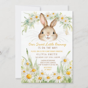 Daisy Flower Garden Bunny Rabbit Baby Shower Invitation