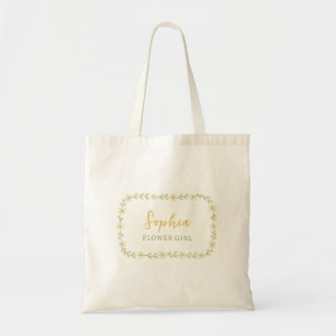Daisy Flower Girl Custom Name Wedding Tote Bag