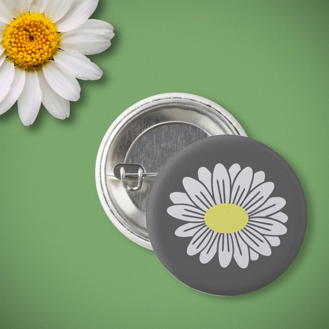 Daisy Flower Grey Button (Daisy Flower Gray Button)