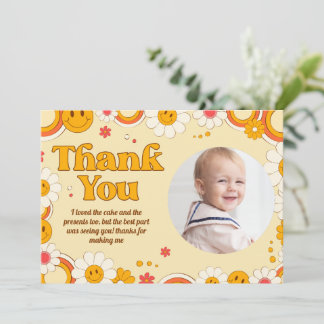 Daisy Flower Groovy Birthday Thank You Card