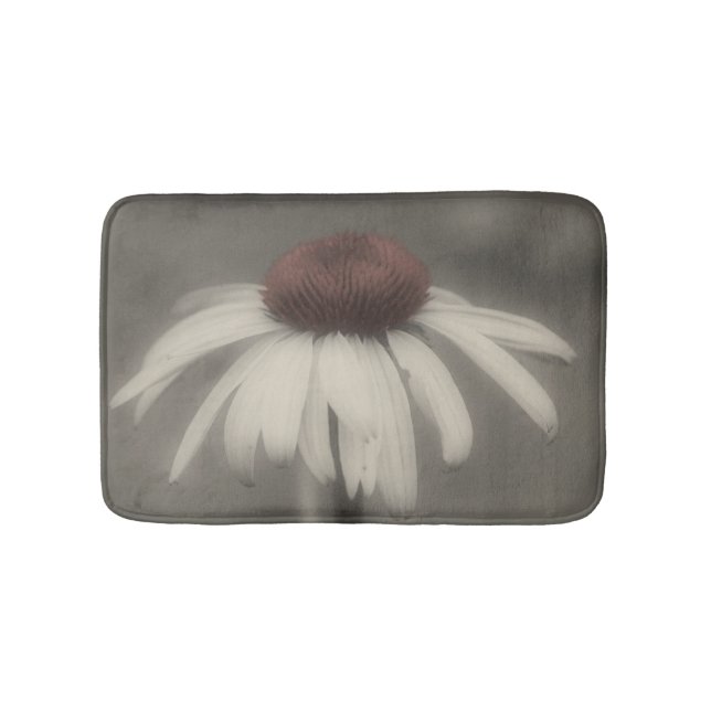 Daisy Flower In Black And White Bath Mat (Front)