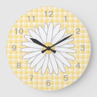 Daisy Flower in Yellow and White. Large Clock