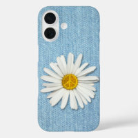 Daisy Flower Inner Peace Symbol Sign - Denim Jeans