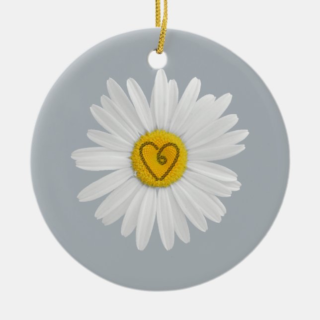 Daisy Flower Love Art Customise Background Ceramic Tree Decoration (Front)