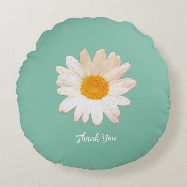 Daisy Flower Mug – Summer Botanical Cozy Round Cushion (Front)