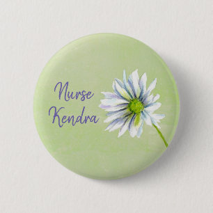 Daisy Flower Nurse Name Tag Custom 6 Cm Round Badge