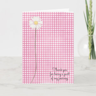 daisy flower on pink gingham friend's thanks card