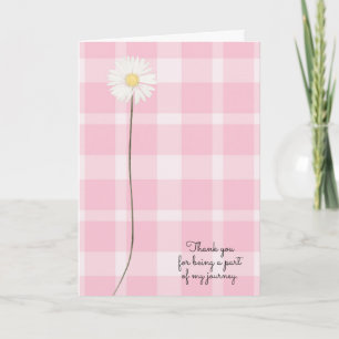 daisy flower on pink plaid for thank you to friend card