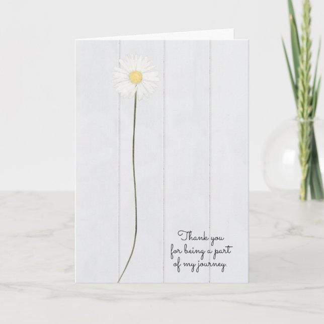 daisy flower on white wood for thank you to friend card (Front)