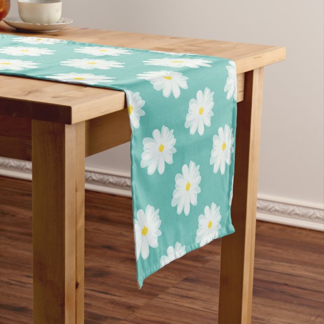 Daisy flower pattern custom colour table runner (In Situ)