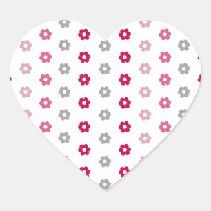 Daisy Flower Pattern Heart Sticker